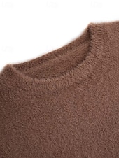 billige Solide farger-Dame Pullover genser Stilfull Fritid Myk Helfarge Tykk Rullekrage Overstørrelse Langermet Vanlige topper Strikke Daglig Ut på byen Helg Svart Hvit Høst Vinter