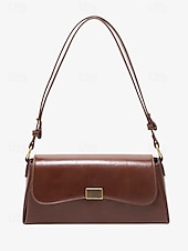 preiswerte Handtaschen und Tragetaschen-Damen Stoffbeutel Aguette Tasche PU-Leder B¨¹ro Einkauf Täglich Schnalle Hohe Kapazität Langlebig Feste Farbe Schwarz Weiß Braun