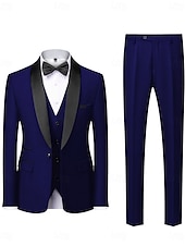 abordables Costumes de Retour-Pour des hommes Soirée Bal de promo Smoking Gris foncé Noir Texturé Coupe sur mesure 3 pièces Simple boutonnage un bouton
