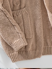 billige Cardigans og yttertøy-Dame Kofte Genser jakke Mote Gatemote Myk Helfarge Åpen Forside Knapper Strikket Langermet Vanlige topper Strikke Arbeid Kamel Lilla Høst Vinter