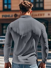  Per uomo Maglia da golf Polo da Golf Casuale Lavoro Bavero Manica Lunga Essenziale Moderno Semplice Bottoni Primavera & Autunno Vestibilità regolare Bianco Maglia da golf