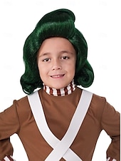 levne Paruky filmových postav-Willy wonka továrna na čokoládu oompa loompa dětská paruka halloween cosplay party paruky