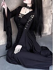 levne Šaty-Punk a gotika Šaty Čerodějnice Morticia Addamsová Pevná barva Dámské Fantazie Valpuržina noc předvečer Všech svatých Karneval Večírek Dospělé Šaty