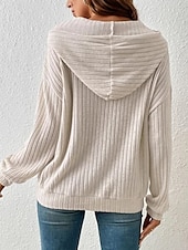 abordables Sweatshirts et Hoodies Texturés-sweat à capuche femme uni col ras du cou manches longues noir vert beige gris automne hiver