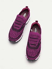 preiswerte Damen-Sneaker-Lilafarbene Slip-On-Sneaker aus Strick für Damen mit Luftpolstersohle zum Gehen und für die Freizeit