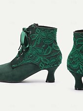 levne 30. léta-dámské viktoriánské šněrovací kotníkové boty - zelené semišové kozačky na vysokém podpatku pro vintage a steampunk kostýmy