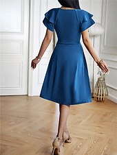 voordelige midi-zwarte jurk-Dames Mini-jurk Zwarte jurk Afstudeerjurk Casual jurk A lijn jurk Streetwear Basic Casual Vakantie Straat Feestdagen Normale pasvorm Korte mouw V-hals Zwart Bordeaux Marineblauw blauw Zomer