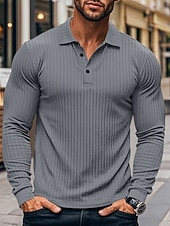  Per uomo Maglia da golf Polo da Golf Casuale Lavoro Bavero Manica Lunga Essenziale Moderno Semplice Bottoni Primavera & Autunno Vestibilità regolare Bianco Maglia da golf