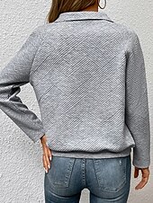 abordables Sweatshirts et Hoodies Texturés-sweat femme col rond manches longues noir vert gris automne hiver