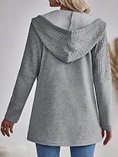 cheap Cardigans &amp; Outerwears-Women&#039;s Winter Jacket Coat Athleisure Holiday Daily Wear Fall Winter Regular Coat Regular Fit Stylish Casual Jacket Long Sleeve Solid Color Drawstring Full Zip Black White Gray