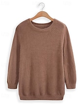 billige Solide farger-Dame Pullover genser Stilfull Fritid Myk Helfarge Tykk Rullekrage Overstørrelse Langermet Vanlige topper Strikke Daglig Ut på byen Helg Svart Hvit Høst Vinter