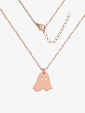 お買い得  ハロウィンアクセサリー-ハロウィンをテーマにした女性用ステンレススチールペンダントネックレス。カボチャとゴーストのチャームが特徴で、コスチュームパーティーやお祝いの行事に最適です。