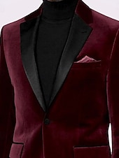 preiswerte Blazer-Herren Blazer-Jacke Smoking Vintage Party Samt Patchwork Einfarbig Blazer Burgunderrot Grün Weite Passform