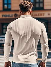  Per uomo Maglia da golf Polo da Golf Casuale Lavoro Bavero Manica Lunga Essenziale Moderno Semplice Bottoni Primavera & Autunno Vestibilità regolare Bianco Maglia da golf