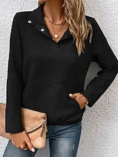 abordables Sweatshirts et Hoodies Texturés-sweat femme col rond manches longues noir vert gris automne hiver