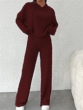 billiga Loungewear till damer-dam loungewear set ren färg mode basic street gå ut flygplats stickad hoodie som andas långärmad huvtröja byxa höstkläder