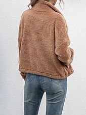 abordables Doudounes &amp; Parkas-Femme Veste Polaire Manteau en peluche Chaud Respirable Zippé Poche Doublé en Polaire Décontractées Bloc de couleur Vacances Plein Air Usage quotidien Sortie fermeture Éclair Col rabattu Standard