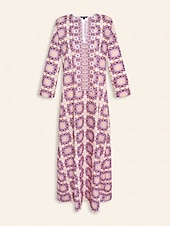 abordables robe décontractée imprimée-robe longue ethnique à col cranté et fleurs