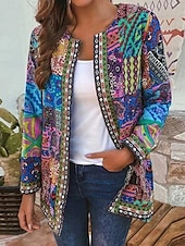 preiswerte Freizeitjacken-Damen Elegante Staubtücher Elegante Jacken Freizeitjacke Frühling Herbst Winter Regulär Mantel Normale Passform Bequem Lässig / Alltäglich Mode Jacken Langarm Druck Einfarbig Einfach Verstellbar Rosa