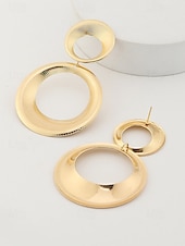 abordables Boucle d&amp;#39;oreille pour femme-boucles d&#039;oreilles pendantes élégantes en alliage doré pour femmes avec un design circulaire texturé - bijoux de déclaration légers