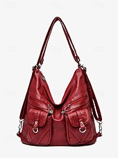 cheap Handbag &amp; Totes-Women&#039;s Brown Faux Leather Hobo Bag with Multiple Pockets in Casual Boho Style for Everyday Use