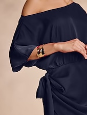 cheap Party Dress-Satin Knotted Wrap Drop Shoulder Maxi Dress
