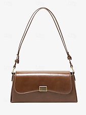 preiswerte Handtaschen und Tragetaschen-Damen Stoffbeutel Aguette Tasche PU-Leder B¨¹ro Einkauf Täglich Schnalle Hohe Kapazität Langlebig Feste Farbe Schwarz Weiß Braun