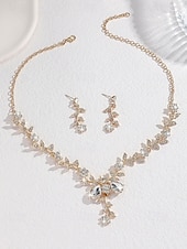 economico Collana da donna-elegante set di collana e orecchini da donna in zirconi e lega - perfetto per matrimoni e occasioni speciali