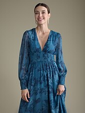 cheap Print Casual Dress-Elegant Floral Chiffon Maxi Wedding Dress