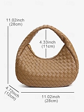 cheap Handbag &amp; Totes-Elegant Women&#039;s Ivory Woven Leather Hobo Bag – Chic Round Handle Purse Perfect for Day to Night Outfits