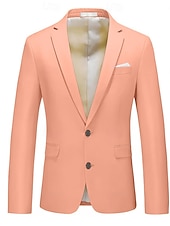 billiga Herrars klassiska kavajer-Herr Studenten Cocktailklädsel Kavaj Ceremoni Bröllopsfest Affärskläder Mode Ledigt Vår &amp; Höst Polyester TR Slät Ficka Ledigt / vardag Enkelknäppt Blazer Ljusrosa Gul Rodnande Rosa Kungsblå