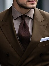 abordables Trajes formales-Trajes de Boda para Hombre Trajes de Regreso a Casa Color Sólido Café Ajuste Entallado 2 Piezas Doble Botón Seis botones