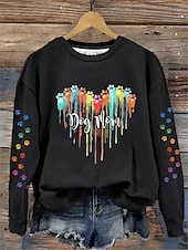 cheap Graphic shop Sweatshirts &amp; Hoodies-Women&#039;s Pullover Heart Rainbow Dailywear Print Casual Round Neck Long Sleeve Micro-elastic Winter Spring &amp;  Fall Comfrt Breathable Soft Fabric