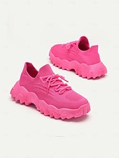 halpa Naisten lenkkarit-eloisat vaaleanpunaiset naisten paksupohjaiset lenkkarit, jotka sopivat täydellisesti vapaa-aikaan ja urheiluun