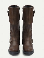 cheap Vintage Boots-Women&#039;s Vintage Mid-Calf Witch Boots with Decorative Buckles and Folded Cuff - Vintage Pirate Style Cosplay Costume Shoes