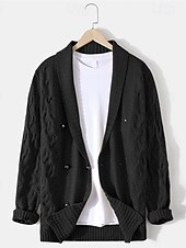 preiswerte Herren Strickjacke-Herren Kurzer Pullover Strickjacke Gerippt Stricken Standard Knopf hoch Tasche Farbblock V Ausschnitt Vintage Klassisch Freizeitskleidung Verabredung Bekleidung Herbst Winter Armee-Grün Schwarz S M L