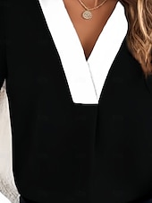 preiswerte Damen Einfache Oberteile-Damen Hemd modern Langarm Regular Tops Hemdkragen Arbeit schwarz weiß grün khaki Frühling Herbst Winter
