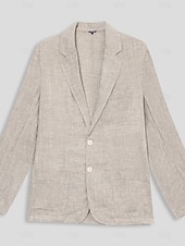 billiga Herrarnas Elite Ytterkläder-Herr Kavajjacka Bröllop Årsdag Fest Sommar Vår 100% Linne Linne Ensfärgat Enkelknäppt med Ett Knapphål Blazer Vit Marinblå Blå Beige