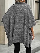 preiswerte Einfarbige Farben-Damen Pullover Brautkleider schlicht Feste Farbe Troyer Halber Reißverschluss Zip Halbe Ärmel Lange Oberteile Stricken Täglich Schwarz Beige Herbst Winter