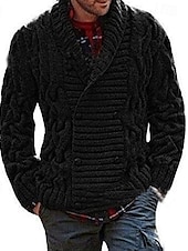 preiswerte Herren Strickjacke-Herren Kurzer Pullover Strickjacke Gerippt Stricken Standard Knopf hoch Tasche Farbblock V Ausschnitt Vintage Klassisch Freizeitskleidung Verabredung Bekleidung Herbst Winter Armee-Grün Schwarz S M L