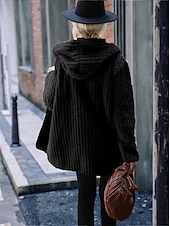 cheap Sherpa Jackets-Women&#039;s Sherpa Jacket Teddy Coat Warm Zipper Pocket Fashion Casual Plain Work Open Front Turndown Loose Fit Long Sleeve Outerwear Black Red Gray Fall Winter