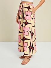 Per donna Pantaloni a Gamba Larga Maxi Micro-elastico Misura del girovita medio Bohemien Vacanza Vacanza Casa Casual Rosa pallido Primavera & Autunno Interstagionale S M L