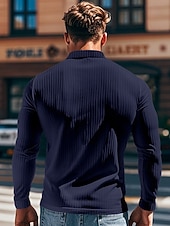 Per uomo Maglia da golf Polo da Golf Casuale Lavoro Bavero Manica Lunga Essenziale Moderno Semplice Bottoni Primavera & Autunno Vestibilità regolare Bianco Maglia da golf
