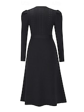 preiswerte Strickkleider-Damen Pullover Kleid Modisch elegante kleider Feste Farbe Gerippt Rundhalsausschnitt Strick Langarm Normale Oberteile Stricken Arbeit Täglich Schwarz Grün Herbst Winter