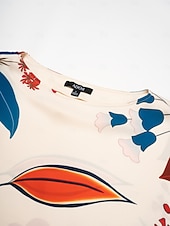  בגדי ריקוד נשים פרחוני קזו'אל יום יומי\קז'ואל שרוול מגיאר משמש מכפלת לא סדירה גדול מדפיס שרוול 4\3 אלגנטית יומי סירה רחב קיץ & אביב סתיו בין עונות