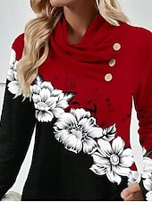 preiswerte Damen Grafik Tops-Damenbluse stilvoll modern langarm normale Oberteile Arbeit Alltag rot Frühling Herbst
