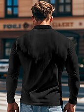  Per uomo Maglia da golf Polo da Golf Casuale Lavoro Bavero Manica Lunga Essenziale Moderno Semplice Bottoni Primavera & Autunno Vestibilità regolare Bianco Maglia da golf