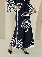 economico pantaloni da donna-pantaloni neri con stampa a gamba larga in raso