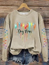 cheap Graphic shop Sweatshirts &amp; Hoodies-Women&#039;s Pullover Heart Rainbow Dailywear Print Casual Round Neck Long Sleeve Micro-elastic Winter Spring &amp;  Fall Comfrt Breathable Soft Fabric