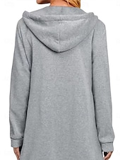 economico Cappotti Trench-Per donna Giacca con cappuccio Esterno Strada Da tutti i giorni Autunno Inverno Lungo Cappotto Standard Tenere al caldo Traspirante Informale Giacca Manica lunga Tinta unica Con tasche Zip intera